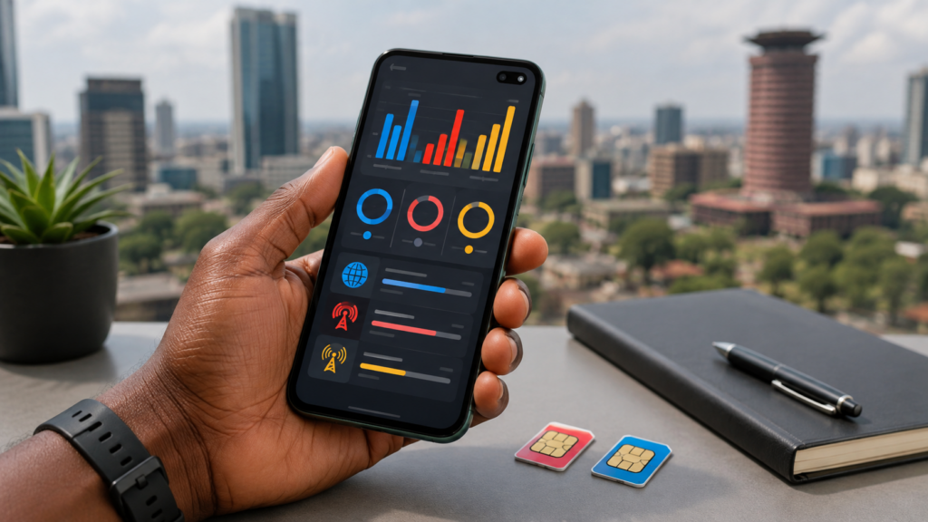 Data Bundle Wars: Every Safaricom, Airtel, and Telkom Plan Under KES 1,000, Compared Kenyan mobile user comparing multiple SIM data plans